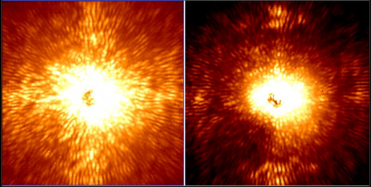 New tech offers a better view of exoplanets by using advanced optics to remove the starlight from a photograph. Here's a look at HD 157728, a nearby star 1.5 times larger than the sun. Be sure to check out the whole story <a href="https://www.popsci.com/technology/article/2012-07/new-telescope-optics-blot-out-distant-starlight-helping-scientists-spot-exoplanets-earth/">here</a>.