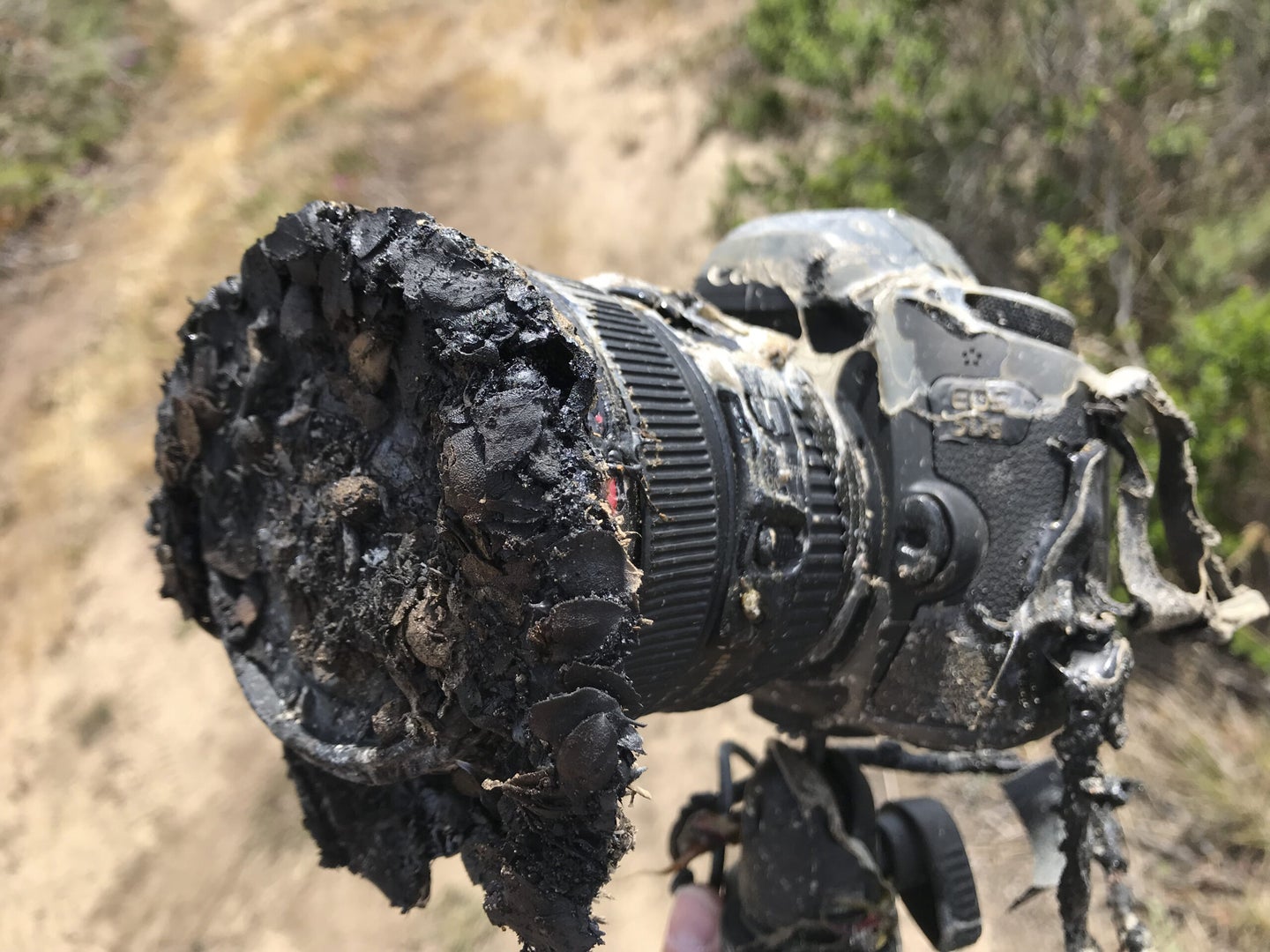 burned melted camera