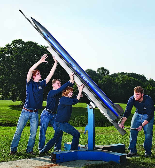 UAH's student-built Blue Thunder rocket won "Best Vehicle Design" at a NASA competition.