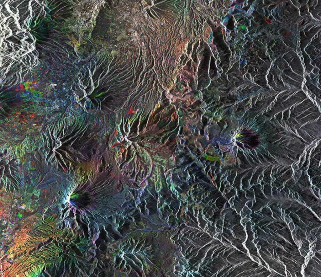 Ecuador's highlands are already <em>Sound of Music</em>-level pastoral porn. Turns out they look good from space, too. The false colors in the image represent the geographic changes of the land. <em>From February 28, 2014</em>