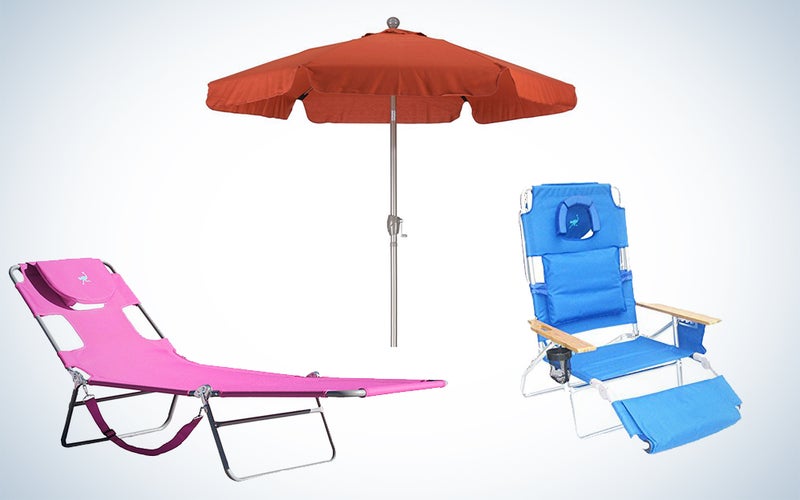 Ostrich beach chairs and umbrellas