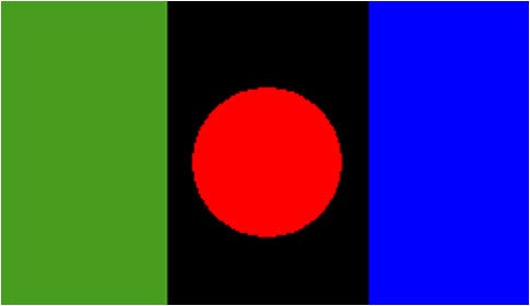 The green is for grass and nature. The blue is for water, and the black is for space. The red circle is for Mars and how it looks now.-Clinton K.