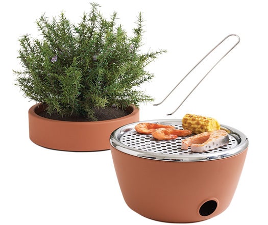 Outdoor cooks cramped for space may still have room for this mini 12-inch barbecue grill. When not in use, the stainless-steel charcoal grill hides beneath a fully functional herb garden. Hot-Pot BBQ, $124; <a href="http://www.black-blum.com/homepage_0.html">black + blum</a>