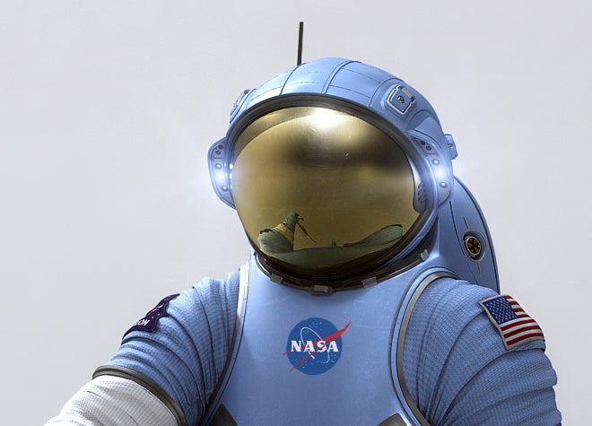 The helmets in the new suits will be padded for rough landings, and equipped with a microphone to allow for wireless communication with crew and ground control.