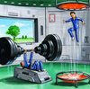 As we all know, muscles tend to atrophy in the low gravity environment of the moon, so it's important to include a workout room. Interestingly, the Domino's mockup artist has chosen to assume there will be no artificial gravity in the workout room, so people will have to lift ludicrous amounts of weight instead. That double-trampoline looks like a good/extremely dangerous time, though.