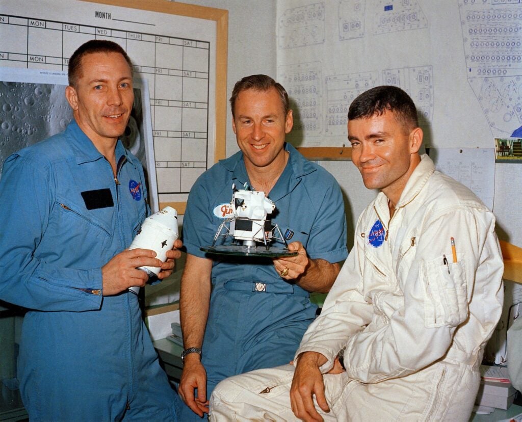 Swigert, Lovell, and Haise the day before launch.