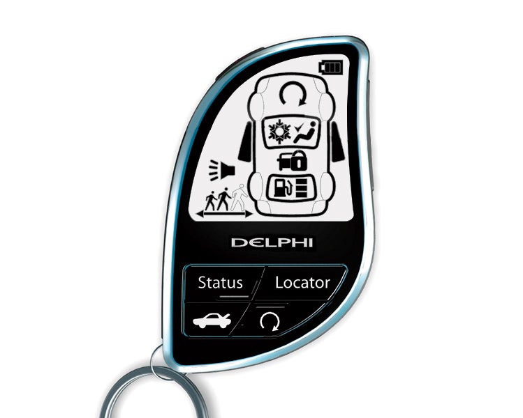 For its key fob, Delphi cut a wavy-edged screen to fit in your palm.