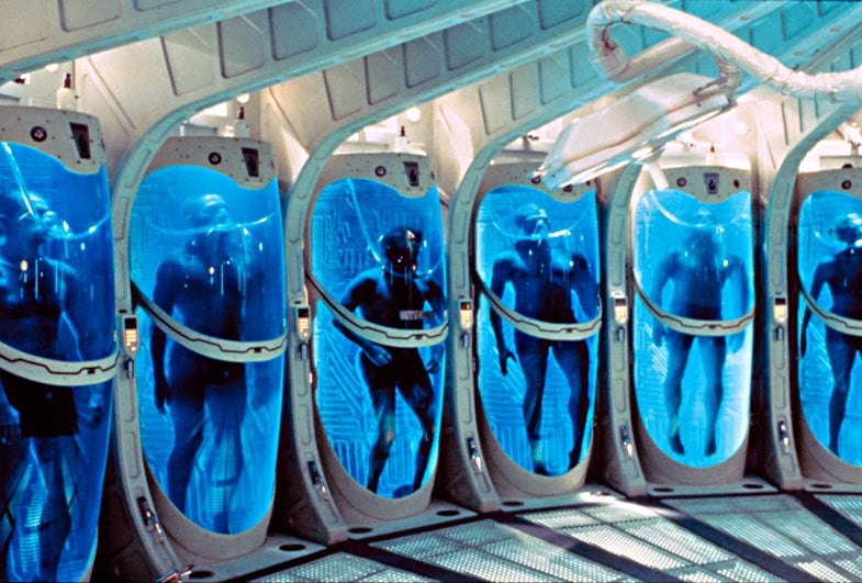 EVENT HORIZON, astronauts, in sleep chambers, 1997.