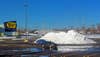 Snow piles left by plows in a WallKill, NY parking lot after a 2013 norâeaster.