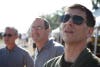 Capt. P.J. Johnson (pilot of the real A-10) and A-10 RC pilots Mike Selby and Ray Johns watch aircraft at the flight line.
