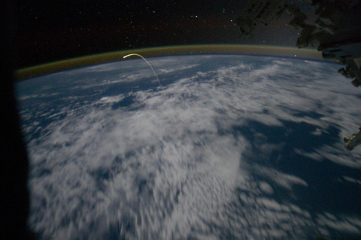One Last Pic: Atlantis’s Glowing Re-Entry, Captured from the ISS