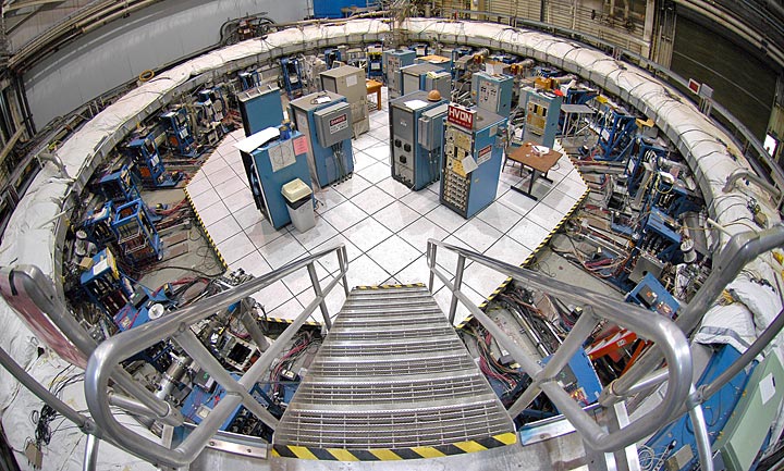 The Muon g-2 storage ring is seen in its current location at Brookhaven National Laboratory. The ring, which will capture muons in a magnetic field, must be transported to Fermilab in one piece, and moved flat to avoid undue pressure on the superconducting cable inside. It will barely fit on interstate highways.