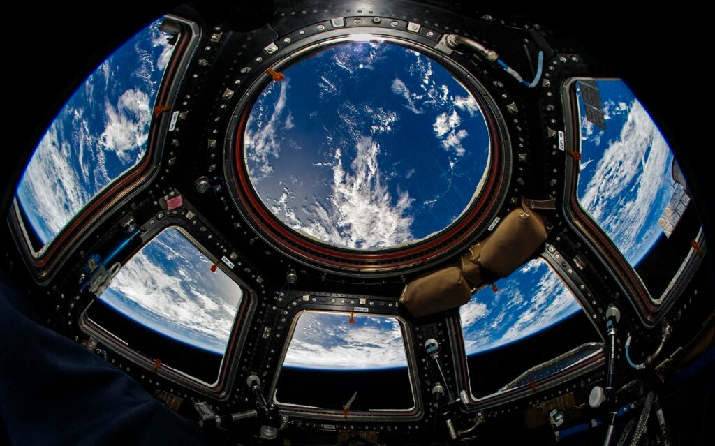 Earth as seen from a spaceship