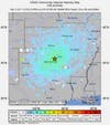 A map of the shaking and damage that people reported to the U.S. Geological Survey's "Did You Feel It?" website after the magnitude 5.0 earthquake near Prague, Oklahoma, on November 5.
