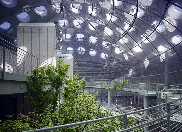 Natural light reaches 90 percent of the building's exhibition spaces, minimizing the use of electricity.