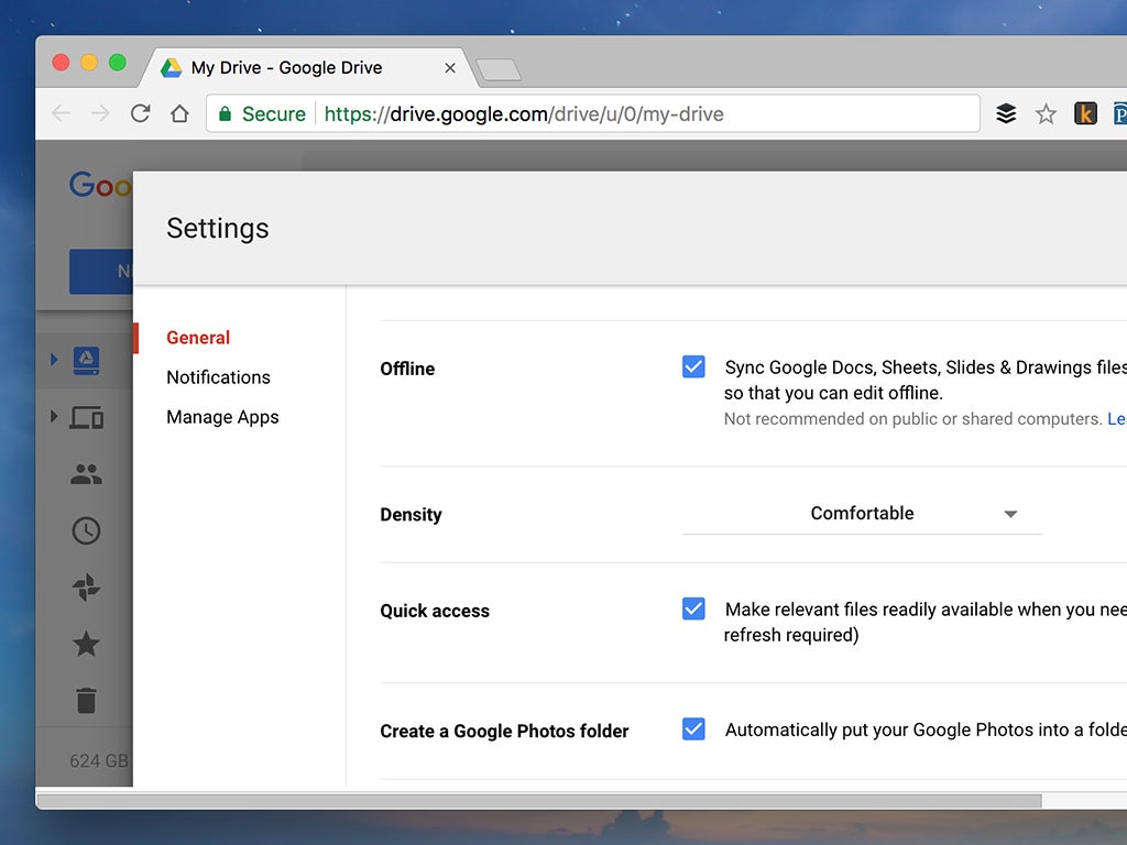 Google Drive's offline setting.