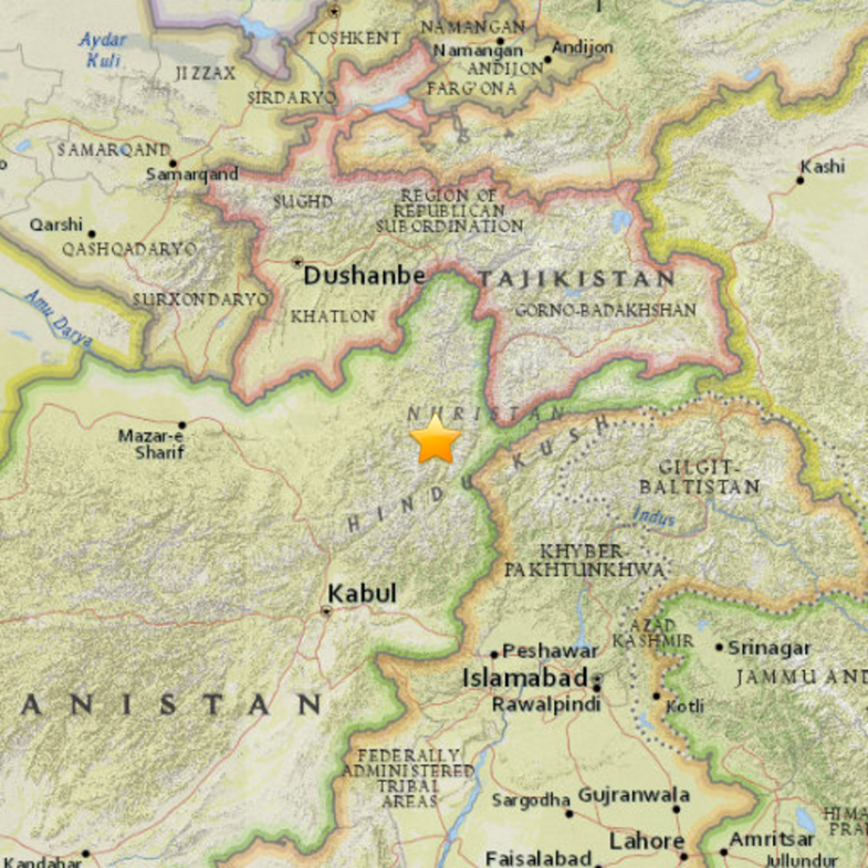 Location of Afghanistan earthquake