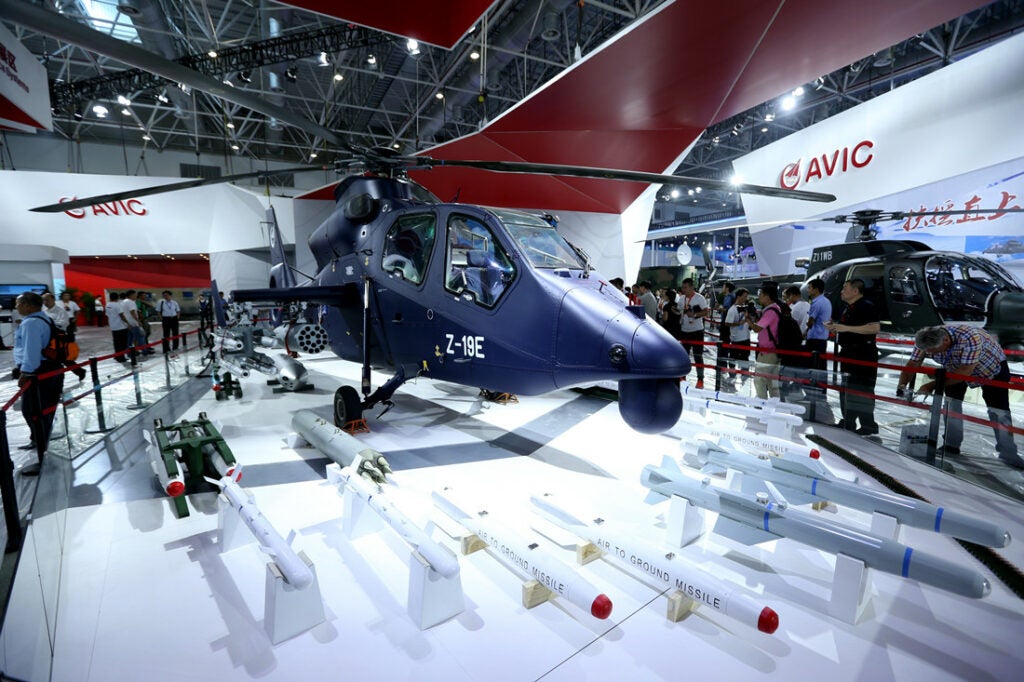 China Z-19E Z-19 helicopter Zhuhai 2016 on display at an exhibition