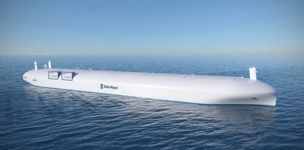 Rolls Royce Unmanned Robot Freighter Ship at sea