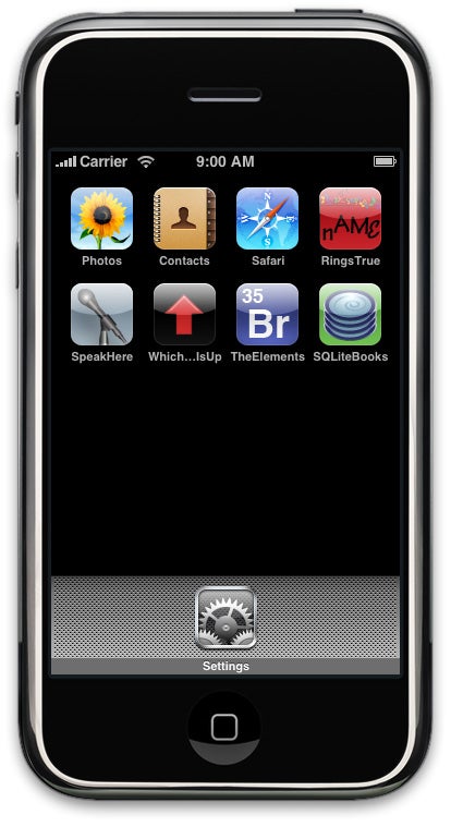 An iPhone with app icons visible.