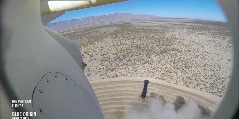 Watch Blue Origin’s Reusable Rocket Land For The Third Time, From The Rocket’s POV