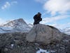 Jason Briner, a co-author of the study, samples a boulder left by a retreating glacier in Baffin Island, Canada.