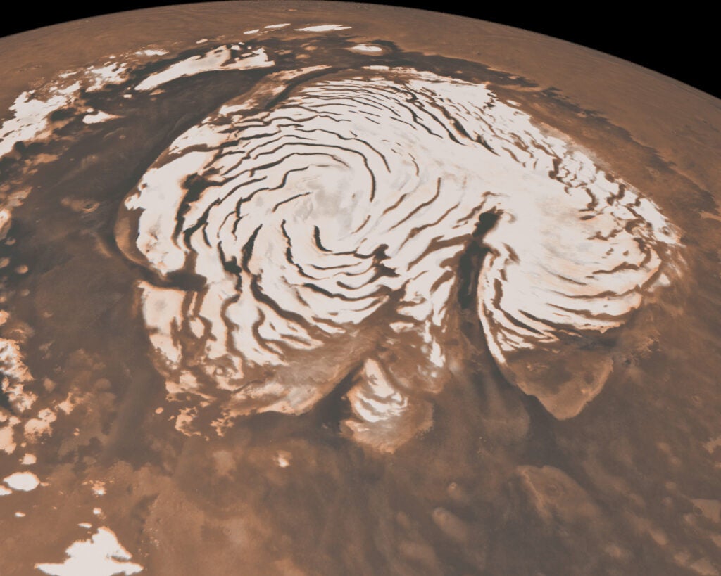 Polar ice caps on Mars