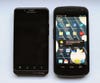 On the left, the 4.3-inch-screened Motorola Droid Bionic. On the right, the 4.65-inch-screened Galaxy Nexus. The Nexus is barely larger, and actually thinner.