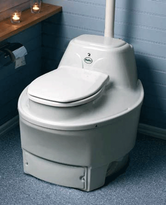 Some toilets, like this Biolet, make the process even more hands-off by doing the stirring for you with electric interior mixer bars, which are activated when you sit on, and then release, the toilet's seat. Automatic trap doors over the bowl also open when you sit down, which may confuse some stand-up male users.