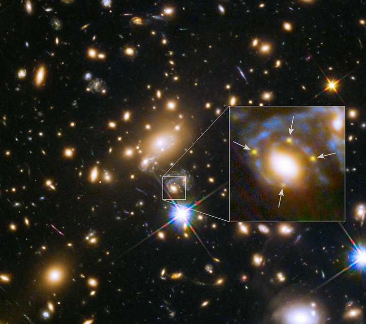 Gravitational Lens Splits Supernova’s Light 4 Different Ways