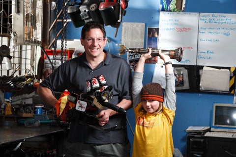 El Diablo's creators, Scott David (left), and his 10-year-old son Cal (right).