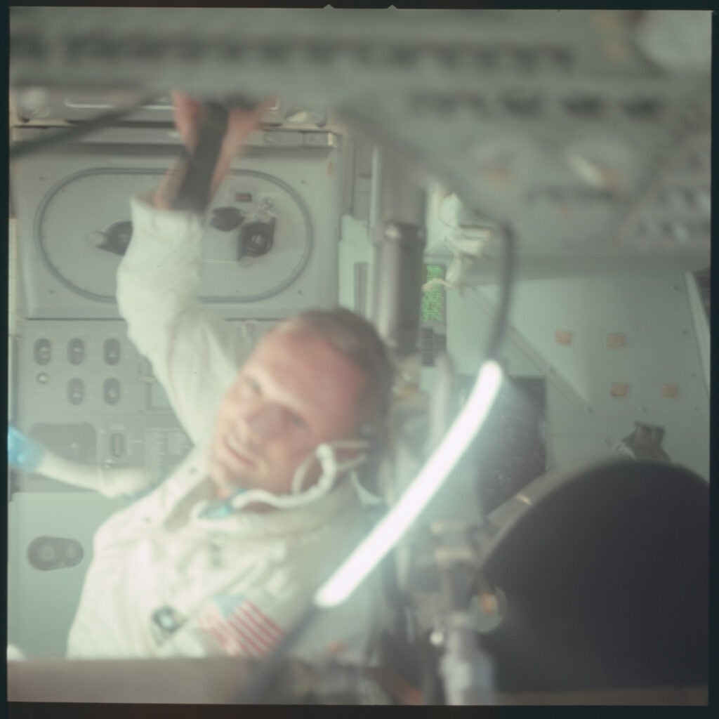 Neil Armstrong during Apollo 11's flight.