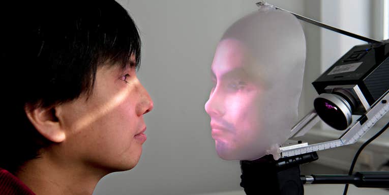 Mask-Bot Displays 3-D Human Faces With a Plastic Superstructure