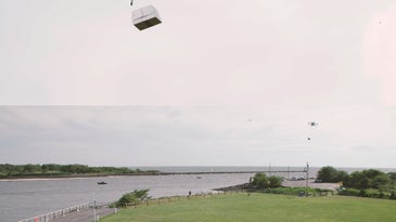 Drone Delivers Package To Shore