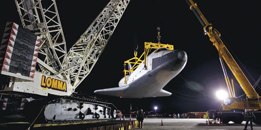 Megapixels: Space Shuttle Enterprise Gets Grabbed By a Crane