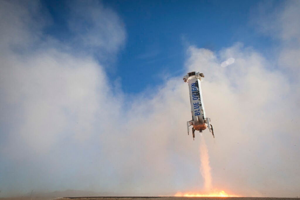 Blue Origin Shepard Rocket Landing on a Landing Pad