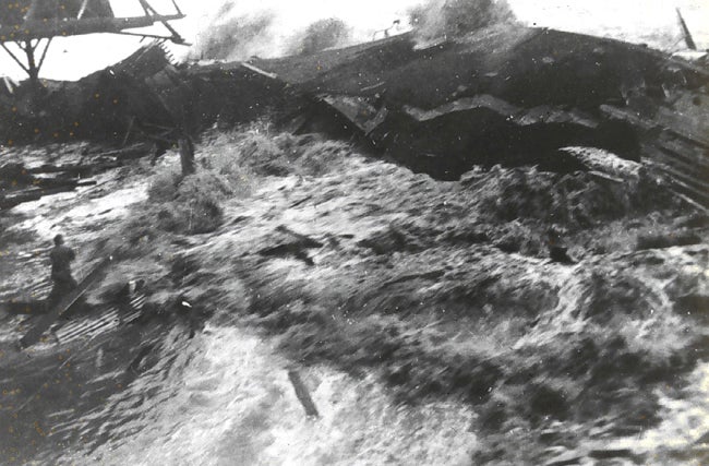 Tsunami striking Hilo, Hawaii in 1946