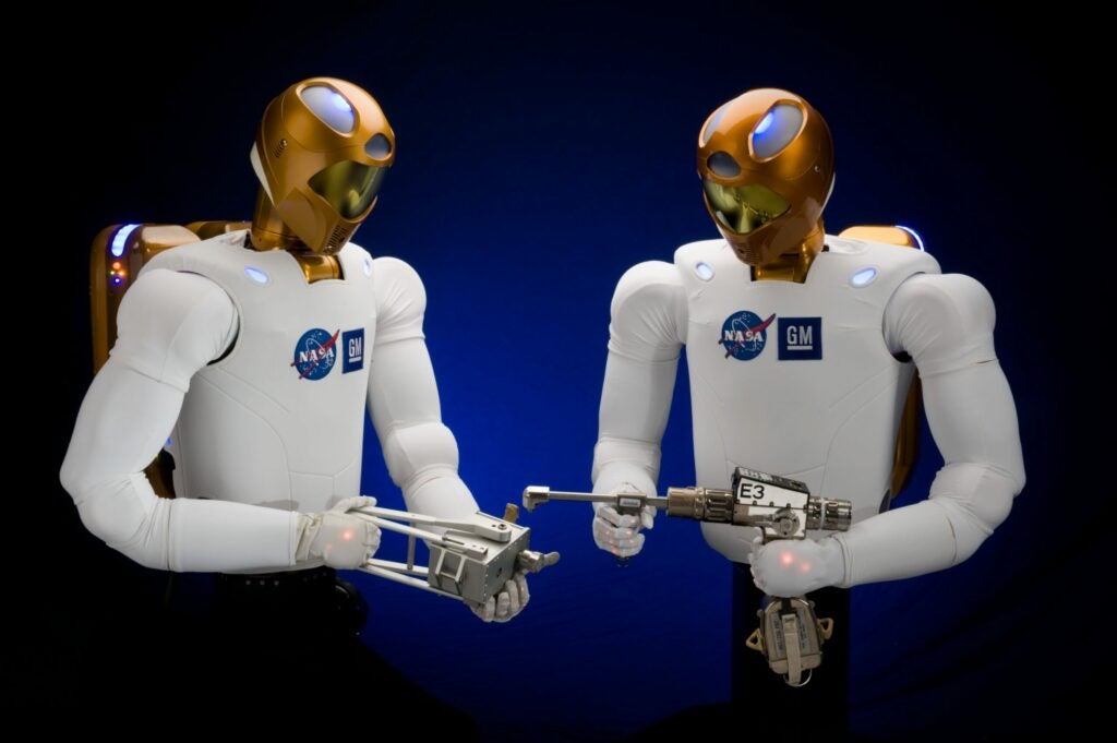 Robonaut2 can use the same tools as humans, which allows it to work safely alongside humans on Earth and in space.