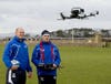 28/01/10
ST ANDREWS
Scotland rugby coach Gregor Townsend (left) joins Video Annalyst Gavin Scott as the Cyberhawk Helicopter is brought in to help with the squad's training