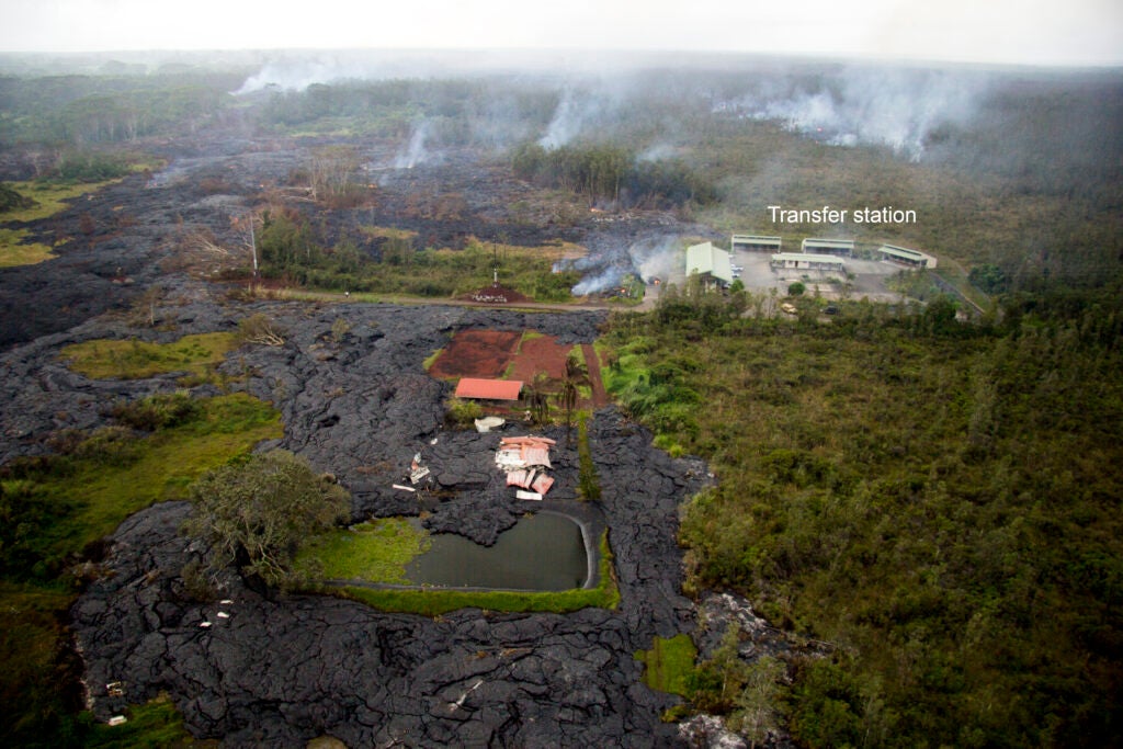 House destroyed by lava flow in Pahoa, Hawaii