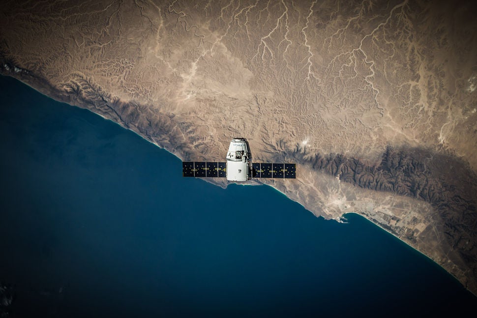 SpaceX Dragon capsule in orbit
