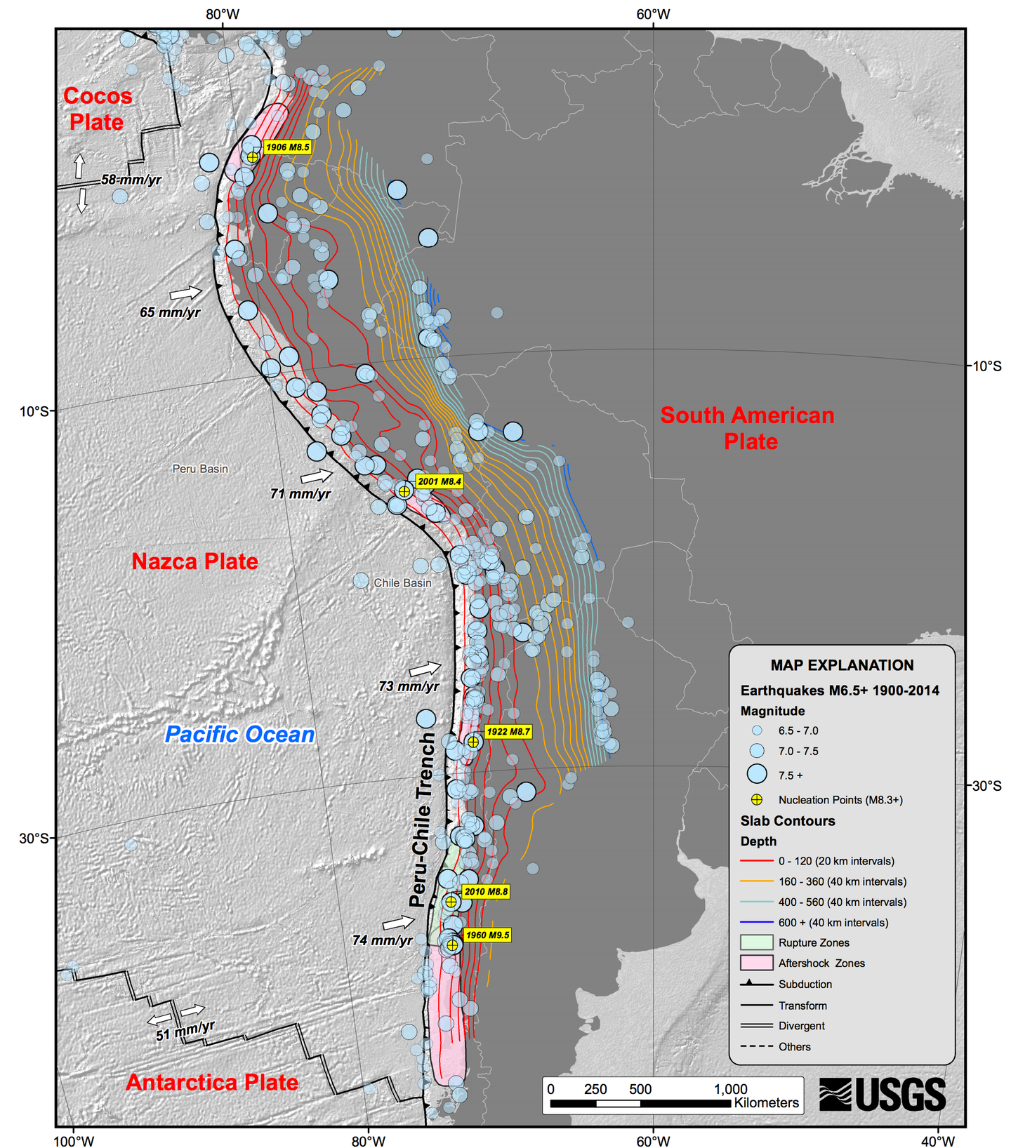 Map of Chile Earthquakes
