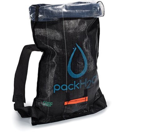 WaterWear is an elegant solution to a problem faced by millions of people: how to transport drinking water. The collapsible backpack, constructed from industrial-grade woven polypropylene, holds 5.3 gallons—slightly more than a typical jerrican, at one seventh the weight and half the carbon footprint. Plus, the pack's clear liner can be removed and set in the sun so that UV light disinfects the contents; a spigot at the bottom eliminates the need for dipping cups, keeping the water clean. <a href="https://www.packh2o.com/packh2o/donation/amount"><strong>$10 donation sponsors one pack</strong></a>
