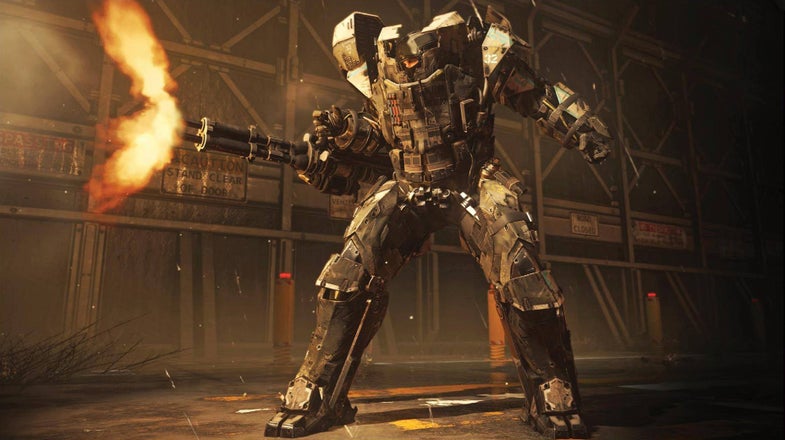 A power armor, circa 2050, from the game Call of Duty Advanced Warfare. While today's exoskeletons are still many years away from being able to operate in the field with weapons and armored protection, the U.S. and China are both moving in that direction.