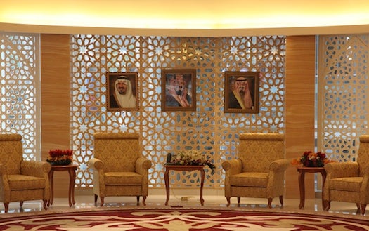 Aside from wowing the public with video screens of various sizes and shapes, many of the pavilions have office space and meeting rooms for conducting private business. Here is where you wait to talk to someone important in the Saudi pavilion.
