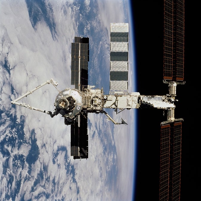 ISS Assembly Mission 6A above the Earth