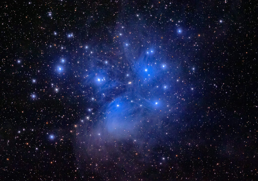 The Pleiades Star Cluster in the night sky