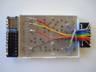 A ribbon wire connected to some LEDs.