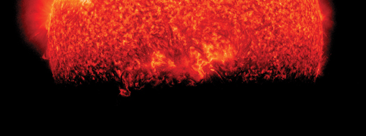 Benson produced a series of images based on ones from the <em>Solar Dynamics Observatory</em>, which orbits Earth 1,600 miles away. This image shows the outline of Earth as it passes between the sun and the <em>SDO</em>.