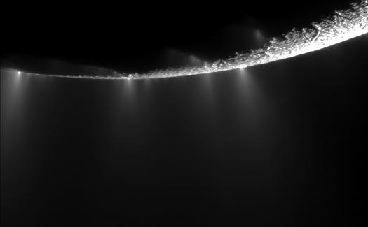 Here's a closeup of Enceladus' ice jets.